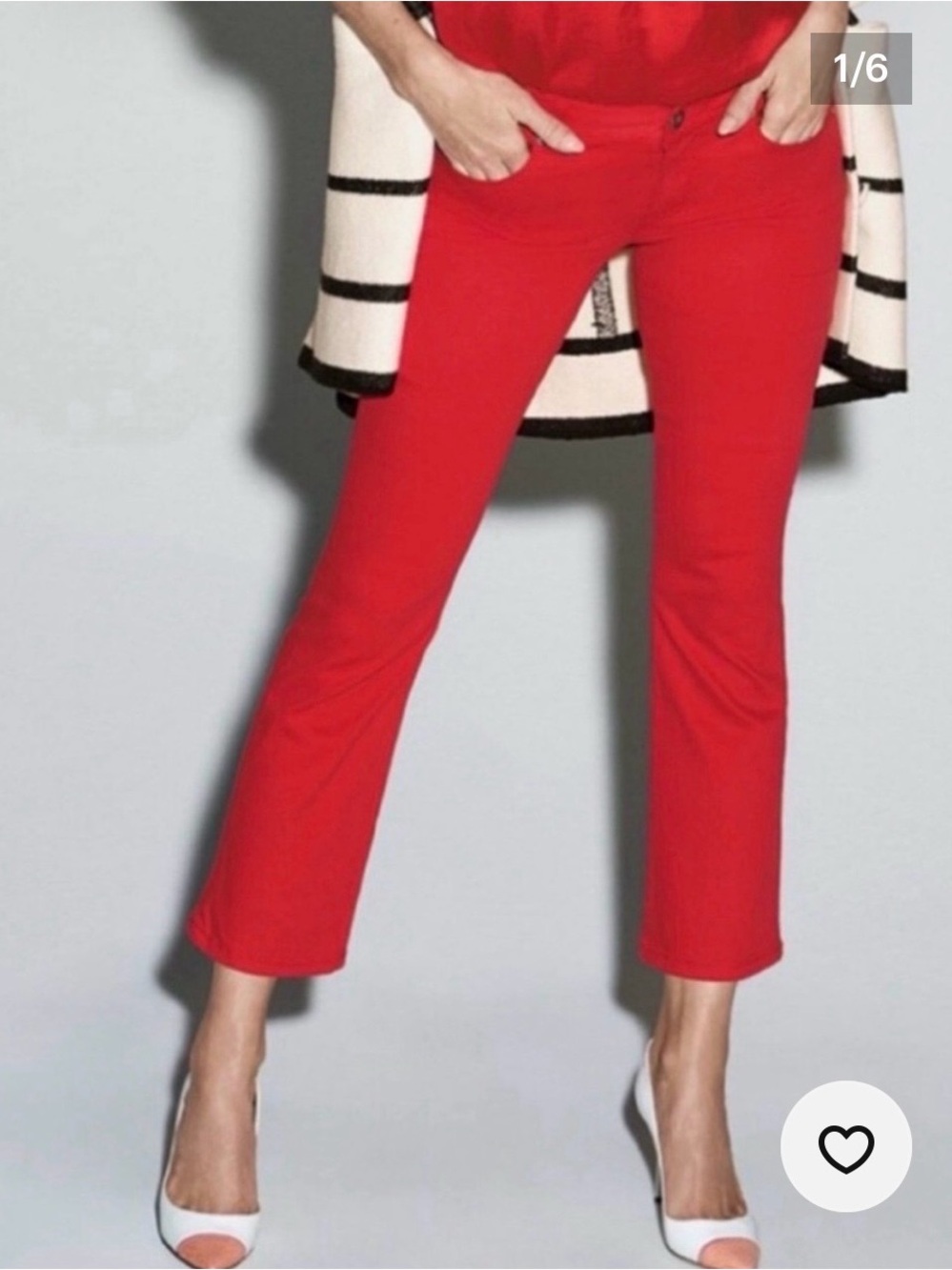 CAbi Bright Red Kick It Crop Pants Size 4 #6496